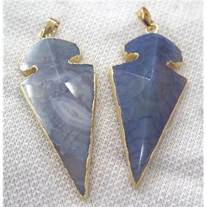 agate pendant, point arrowhead, purple, approx 30-60mm [GMPDA2516]