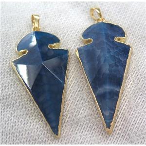 point agate pendant, arrowhead, blue, approx 30-60mm [GMPDA2517]
