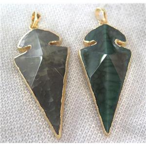 green agate arrowhead pendant, point, approx 30-60mm [GMPDA2518]