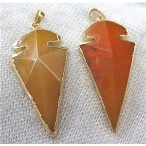 orange agate arrowhead pendant, point, approx 30-60mm [GMPDA2519]