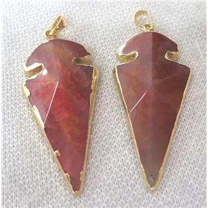 red agate arrowhead pendant, point, approx 30-60mm [GMPDA2520]