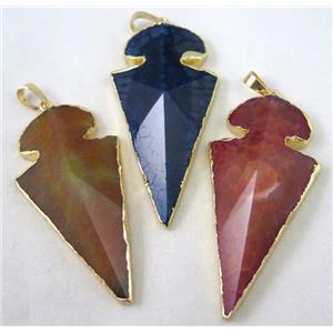 agate pendant, arrowhead, point, mixed color, approx 30-60mm [GMPDA2521]
