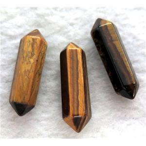 tiger eye stone bullet charm, yellow, no-hole, approx 30mm length [GMPDA2523]