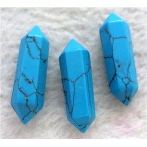 turquoise bullet charm, no-hole, blue, approx 30mm length [GMPDA2528]