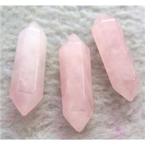 rose quartz bullet charm, no-hole, approx 30mm length [GMPDA2531]