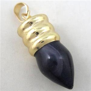 dark-purple amethyst bullet pendant, gole plated, approx 14-35mm [GMPDA2534]
