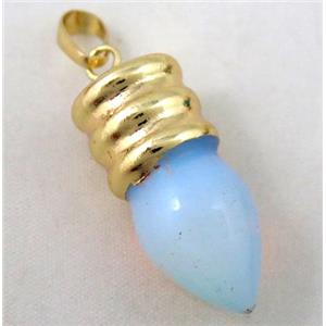 white opalite bullet pendant, gole plated, approx 14-35mm [GMPDA2536]