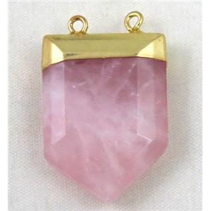 rose quartz pendant, bullet, gold plated, approx 20-30mm [GMPDA2544]