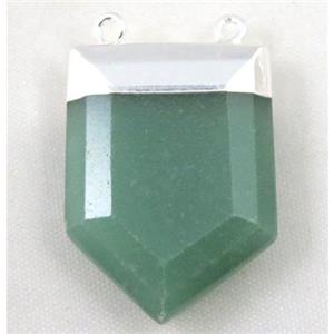 green aventurine pendant, bullet, silver plated, approx 20-30mm [GMPDA2548]
