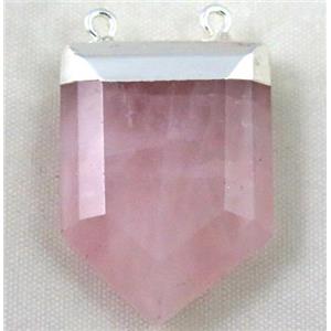 rose quartz pendant, bullet, silver plated, approx 20-30mm [GMPDA2550]