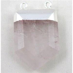 clear quartz pendant, bullet, silver plated, approx 20-30mm [GMPDA2551]