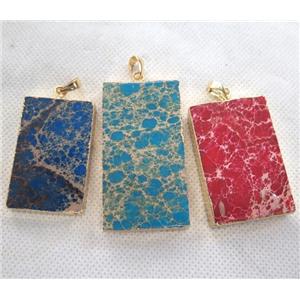 Sea Sediment Jasper pendant, rectangle, mixed color, approx 20-50mm [GMPDA2564]