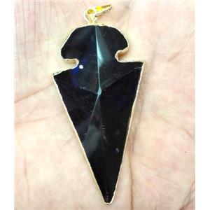 black agate arrowhead pendant, point, approx 30-60mm [GMPDA2566]