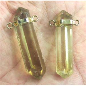 golden Smoky Quartz pendant, bullet, approx 30-45mm [GMPDA2608]