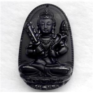 black obsidian buddha pendant, approx 25-45mm [GMPDA2620]