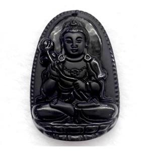black obsidian pendant, buddha, approx 25-45mm [GMPDA2621]