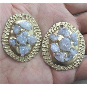 druzy quartz pendant, copper, dark-gold plated, approx 20-40mm [GMPDA2631]
