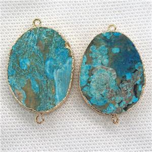 blue Ocean Jasper connector, flat freeform, gold plated, approx 15-30mm [GMPDA2633]