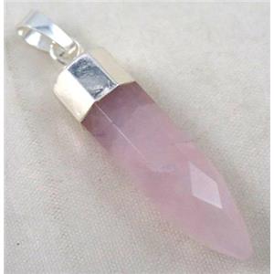 rose quartz pendant, bullet, silver plated, approx 10x40mm [GMPDA2639]