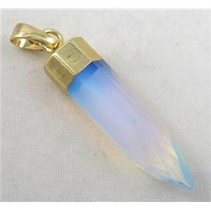 white opalite pendant, bullet, gold plated, approx 10x40mm [GMPDA2641]