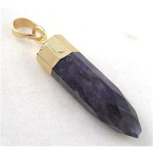 amethyst bullet pendant, gold plated, approx 10x40mm [GMPDA2644]