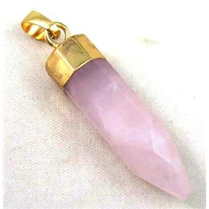 rose quartz pendant, bullet, gold plated, approx 10x40mm [GMPDA2645]