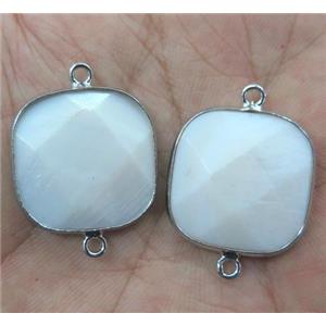 shell connector, square, platinum plated, approx 18mm [GMPDA2653]