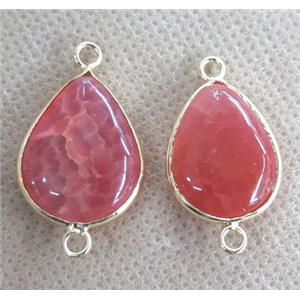 red Agate Connector, teardrop, gold plated, approx 15-20mm [GMPDA2660]