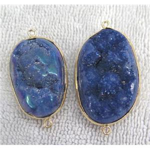 blue quartz druzy connector, freeform, gold plated, approx 15-35mm [GMPDA2675]