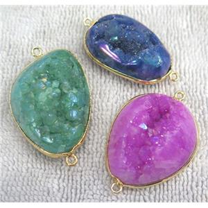 quartz druzy connector, freeform, mixed color, approx 15-35mm [GMPDA2677]