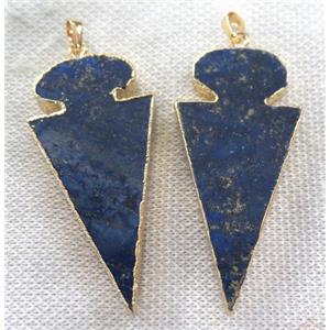 lapis lazuli pendant, arrowhead, gold plated, approx 20-60mm [GMPDA2690]