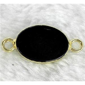 black onyx connector, oval, approx 12-20mm [GMPDA2696]