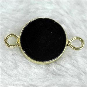 black onyx connector, flat-round, approx 15mm dia [GMPDA2697]
