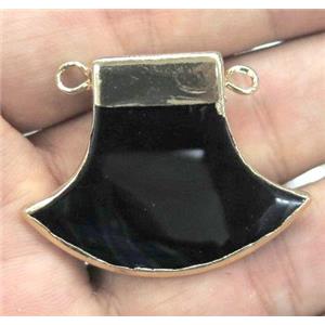 black onyx pendant with 2-holes, hatchet, approx 15-20mm [GMPDA2702]