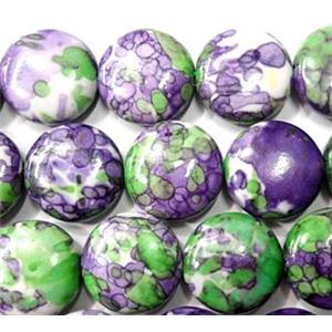 Rain colored stone bead, stability, flat round, 12mm dia, approx 33pcs per st [GMRCS01C05-12MM]