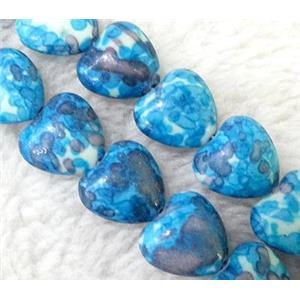 rainforest stone beads, blue, stability, heart, 14mm wide, approx 29pcs per st [GMRCS02C03-14MM]
