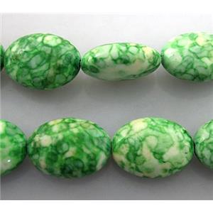 rainforest stone beads, green, stability, flat-rice, 10x14mm, approx 28pcs per st [GMRCS03C05-10X14MM]