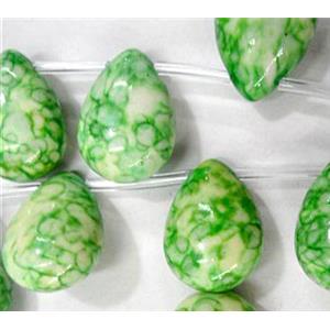 Rain colored stone bead, stability, flat-teardrop, 13x18mm, approx 22pcs per st [GMRCS03C09]
