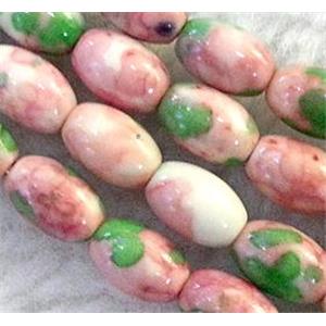 rainforest stone bead, stability, rice-shape, pink, 5x8mm, approx 50pcs per st [GMRCS04C06-5X8MM]