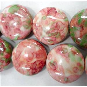 rainforest stone beads, pink stability, flat-round, 18mm dia, approx 22pcs per st [GMRCS04C09-18MM]