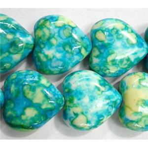 Rain colored stone bead, stability, heart, 14mm wide, approx 29pcs per st [GMRCS05C04-14MM]