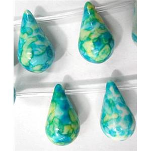 rainforest beads, aqua, stability, teardrop, 10x18mm, approx 22pcs per st [GMRCS05C10-10X18MM]