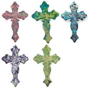 Rain colored stone pendant, stability, cross, mixed, 50x80mm [GMRCS11]
