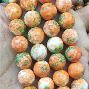 orange Rainforest beads, round, stability, approx 14mm dia, 15.5 inches [GMRCS32-14MM]