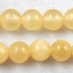 yellow jade beads, round, 6mm dia, approx 67pcs per st. [GMRD09-6MM]