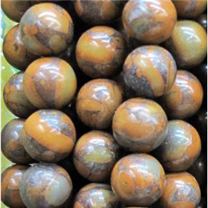 round Bamboo jasper beads, yellow, 10mm dia, approx 38pcs per st [GMRD165-10MM]