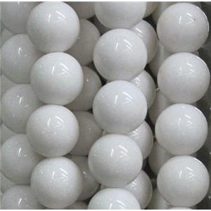 white jade bead, round, 10mm dia, approx 38pcs per st [GMRD172-10MM]