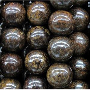 round Bronzite Beads, coffee, 12mm dia, approx 31pcs per st [GMRD224-12MM]