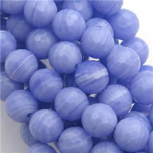 Synthetic Blue Lace Agate Beads, faceted round, 8mm dia, approx 48pcs per st [GMRD242-8MM]