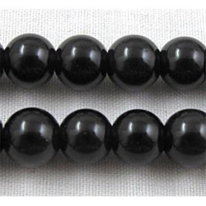 round black Obsidian Stone bead, AA Grade, 6mm dia, approx 65pcs per st. [GMRD40-6MM]